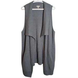 Talbots Women's Draped Open Front Sleeveless Knit Cardigan Vest size Large Gray